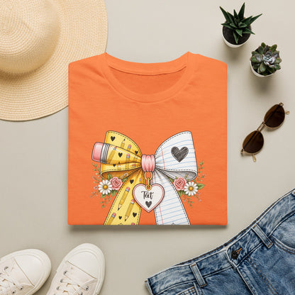Personalized Teacher Bow Shirt | Custom Teacher Name Heart Tee
