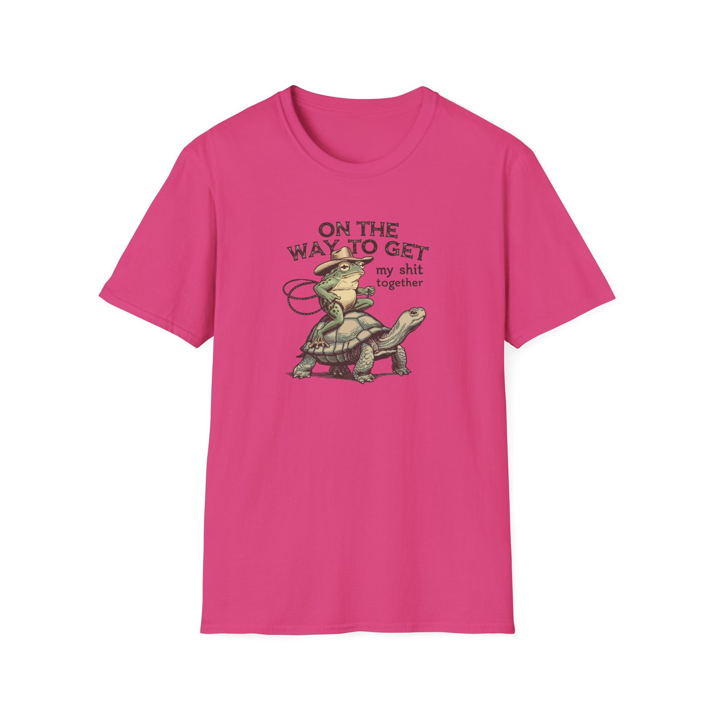 Funny Frog & Turtle T-Shirt – “On the Way to Get My Sh*t Together” Graphic Tee | Unisex Casual Humor Shirt