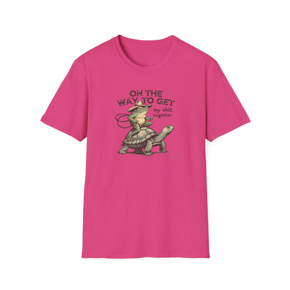 Funny Frog & Turtle T-Shirt – “On the Way to Get My Sh*t Together” Graphic Tee | Unisex Casual Humor Shirt