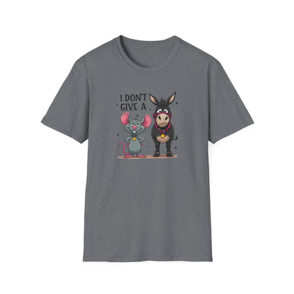 I Don't Give A... Funny Mouse & Donkey T-Shirt Cute Sarcastic Tee | Unisex Casual Humor Shirt