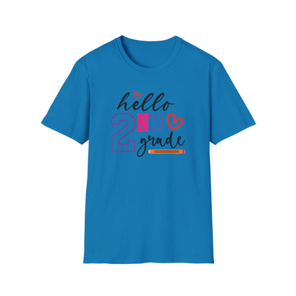 Hello Grade Teacher Shirts | Retro Back to School Graphic Tees | Preschool, Pre-K, Kindergarten, First, Second & Third Grade Teacher Shirt | Gildan 64000 Softstyle Tee
