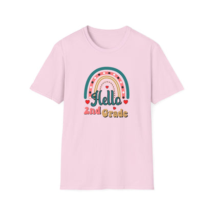 Hello 2nd Grade Rainbow T-Shirt – Back to School Teacher & Student Tee