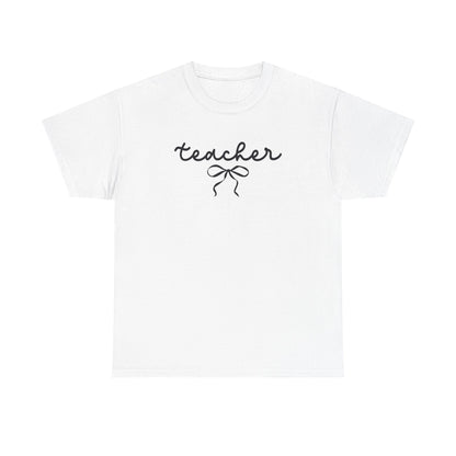 Teacher Script Tee - Teacher Bow Graphic Tee | Cute Teacher Shirt