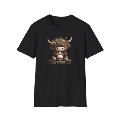 Udderly Adorable Easter Highland Cow Shirt, Cute Cow Easter T-Shirt, Spring Farm Animal Tee, Easter Gift for Women, Country Western Cow Lover