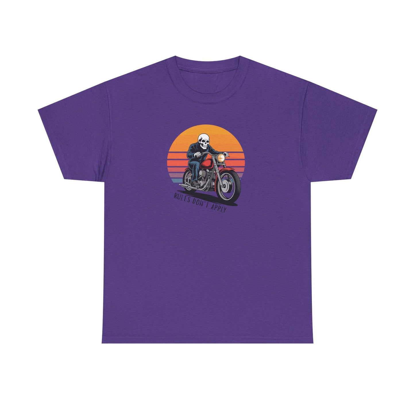 Skeleton Biker T-Shirt – “Rules Don’t Apply” Motorcycle Graphic Tee Vintage Style