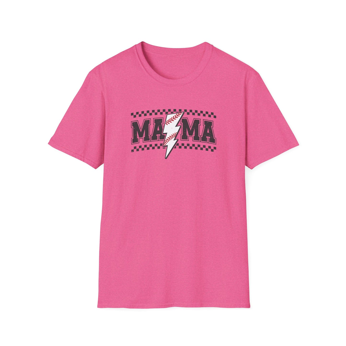 Baseball Mama Lightning Bolt Shirt – Trendy Game Day Sports Mom Tee | Vintage Checkered Baseball Mom Graphic T-Shirt