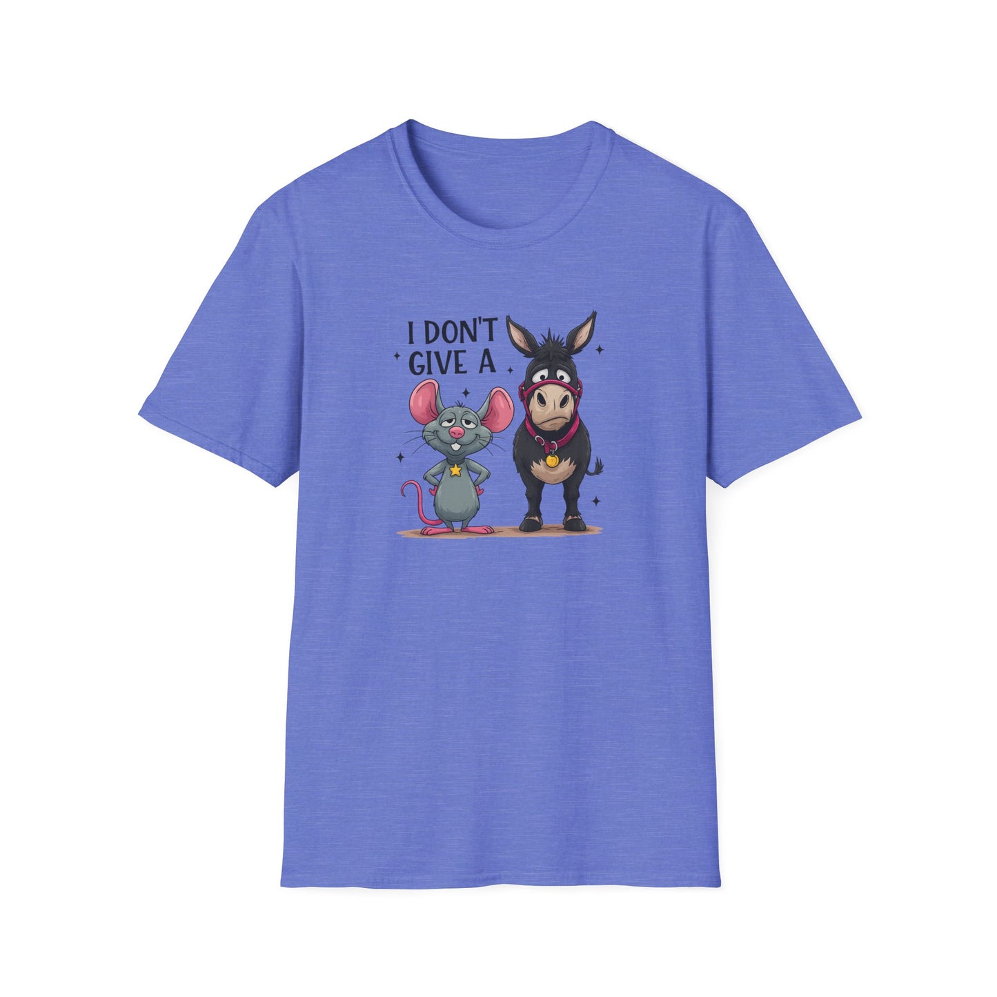 I Don't Give A... Funny Mouse & Donkey T-Shirt Cute Sarcastic Tee | Unisex Casual Humor Shirt