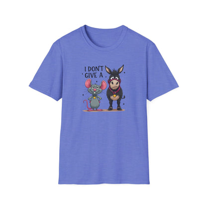 I Don't Give A... Funny Mouse & Donkey T-Shirt Cute Sarcastic Tee | Unisex Casual Humor Shirt