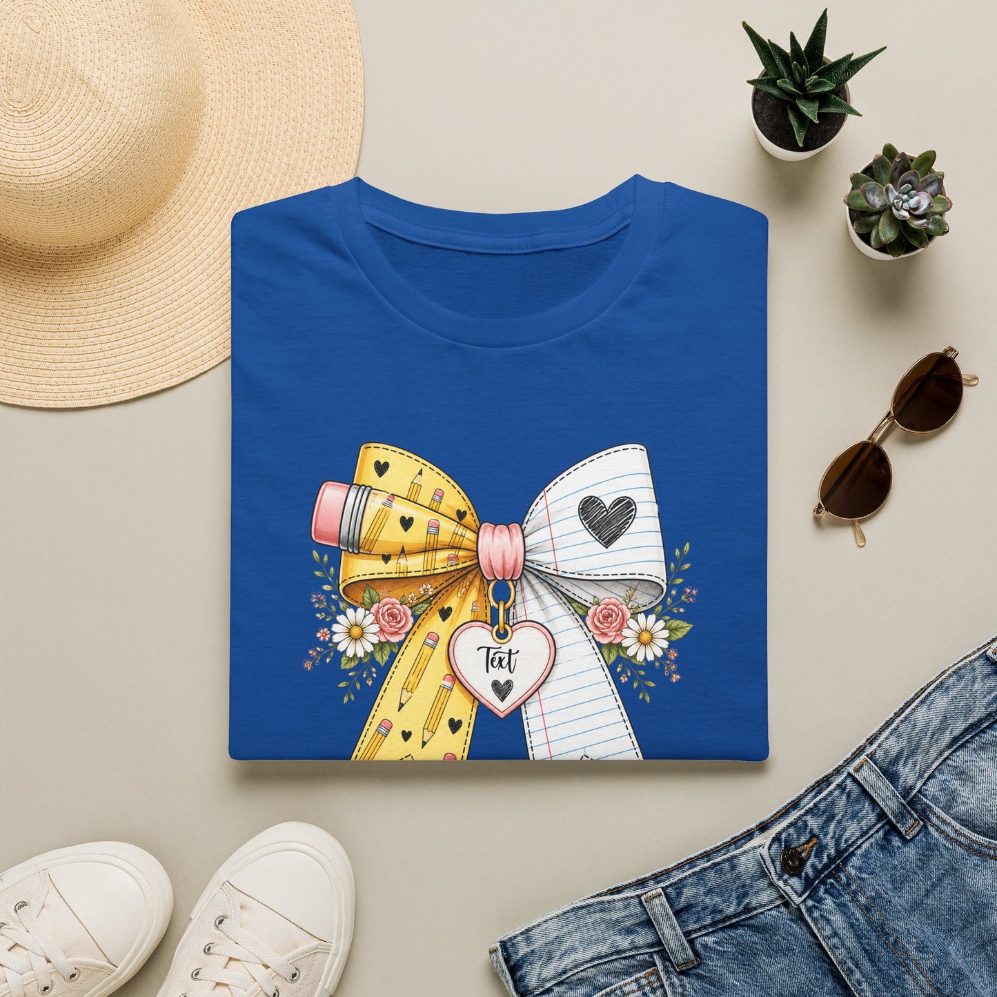 Personalized Teacher Bow Shirt | Custom Teacher Name Heart Tee