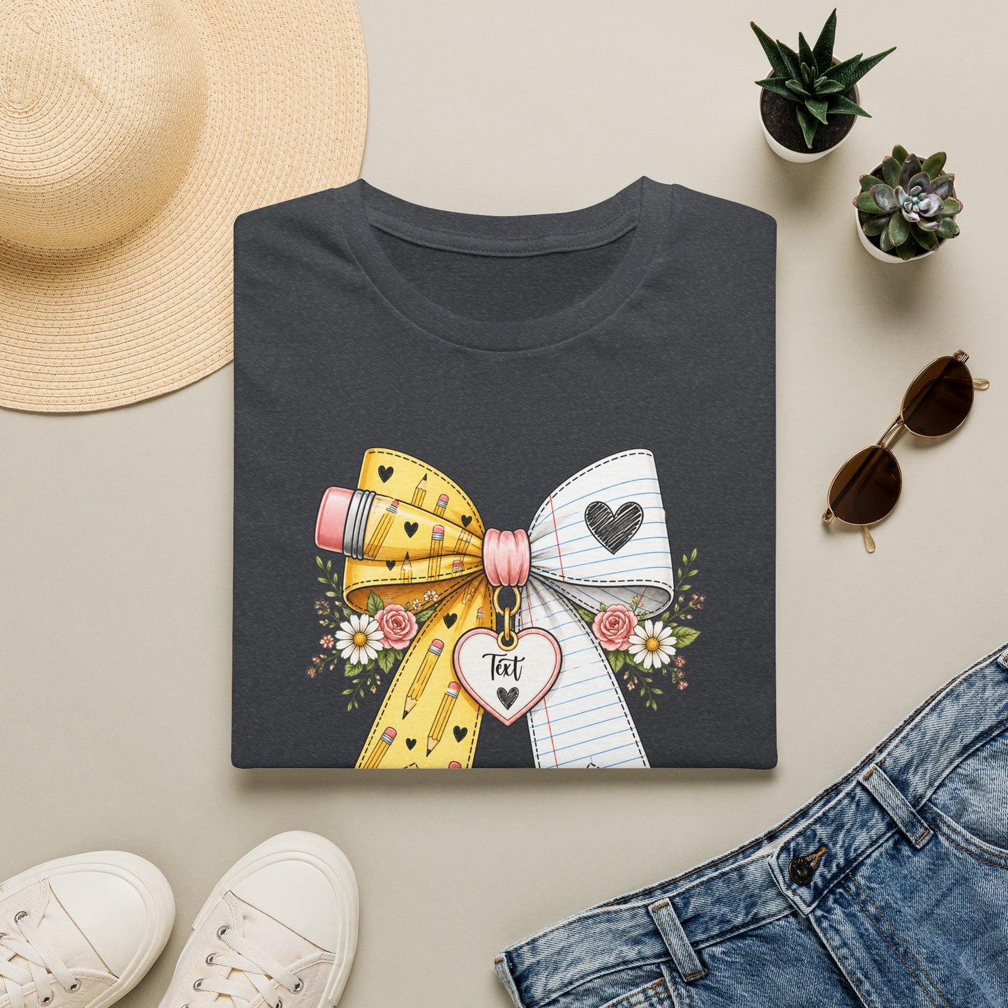 Personalized Teacher Bow Shirt | Custom Teacher Name Heart Tee