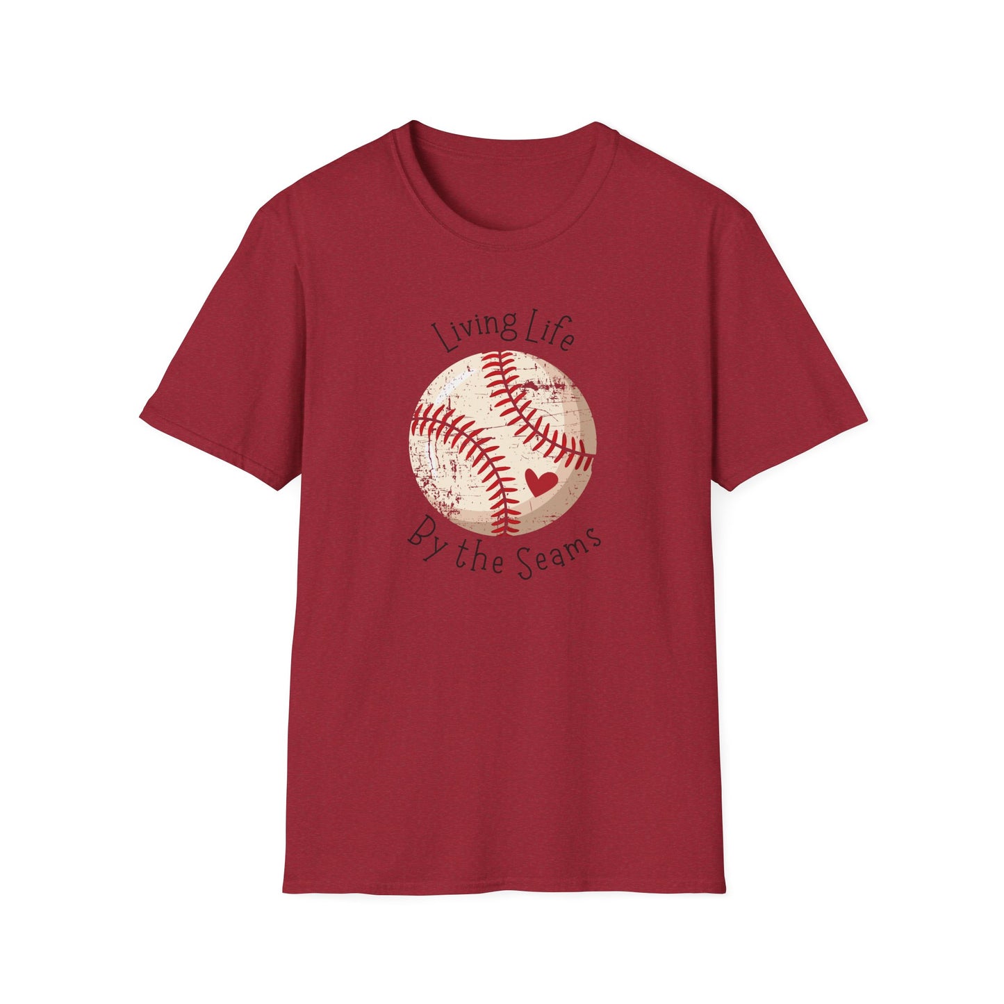Living Life By The Seams Baseball Shirt, Cute Baseball Mom Tee, Softball Lover Graphic Tee, Game Day Shirt, Baseball Gift for Women, Sports Fan T-Shirt