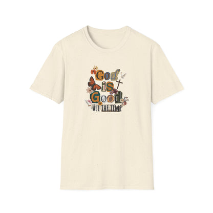 God Is Good All The Time T‑Shirt — Floral Christian Faith Graphic Tee