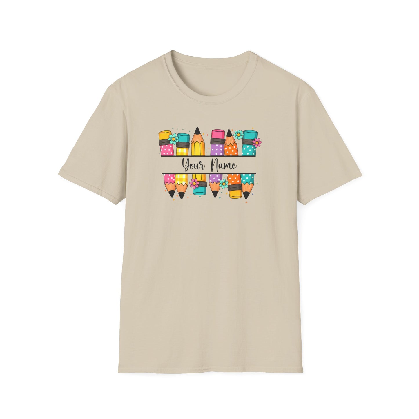 Personalized Pencil Graphic T-Shirt – Cute Back to School Teacher Tee