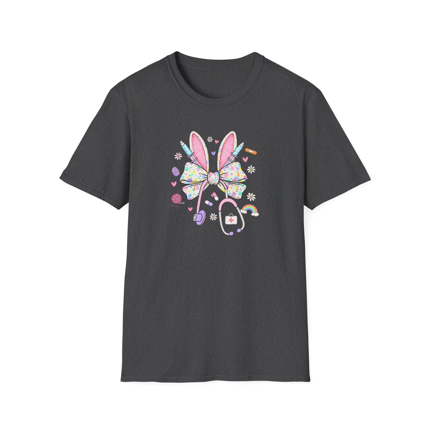 Easter Bunny Bow T-Shirt — Pastel Cute Bunny & Candy Graphic