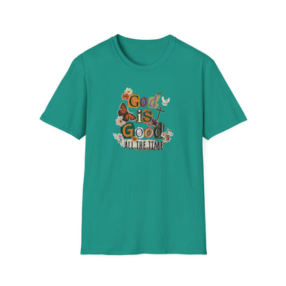 God Is Good All The Time T‑Shirt — Floral Christian Faith Graphic Tee