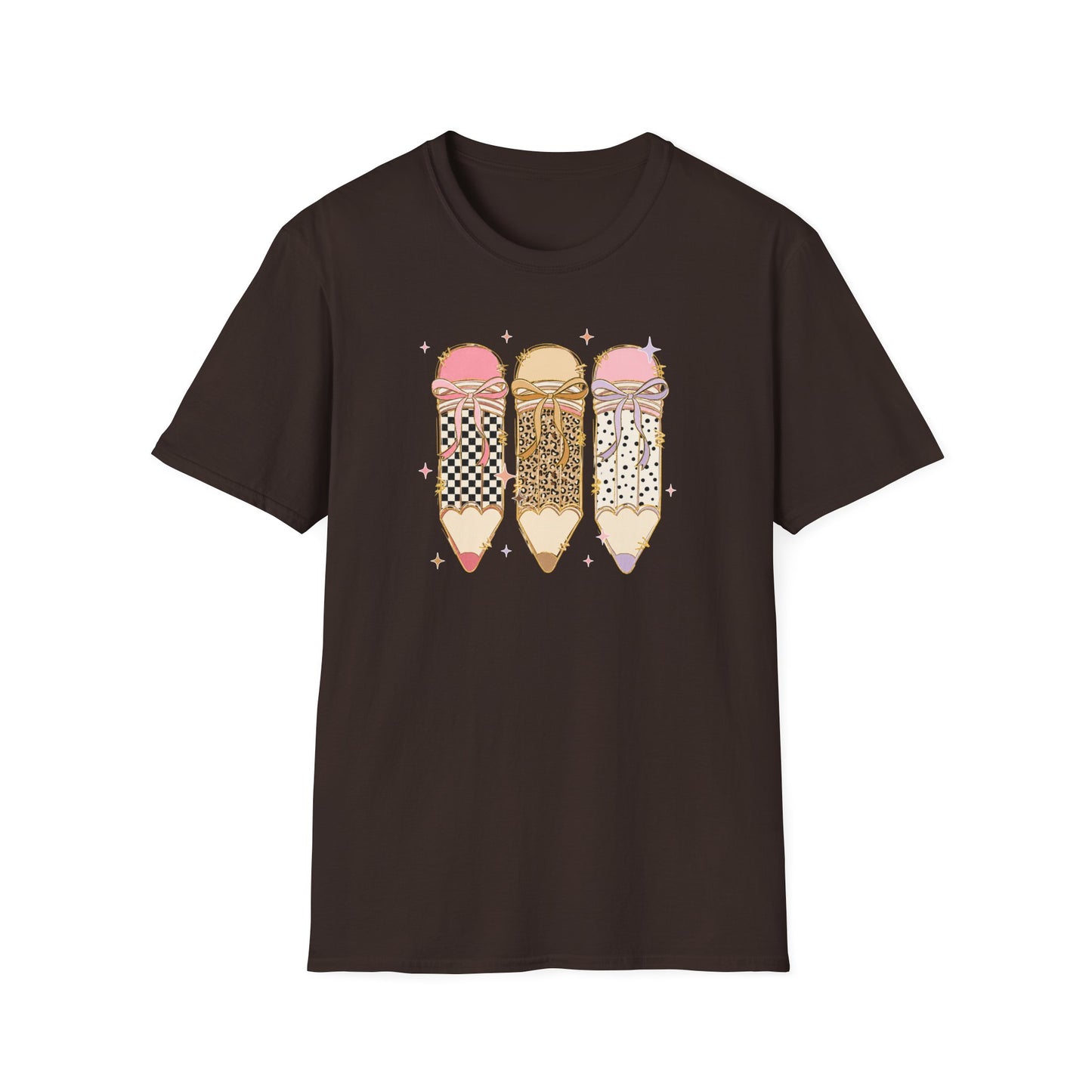 Coquette Pencil Teacher Shirt | Bow Pencil Teacher T-Shirt | Pink Leopard Checkered School Shirt