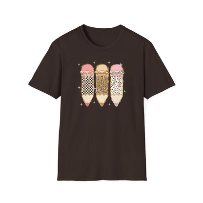 Coquette Pencil Teacher Shirt | Bow Pencil Teacher T-Shirt | Pink Leopard Checkered School Shirt