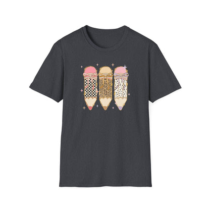 Coquette Pencil Teacher Shirt | Bow Pencil Teacher T-Shirt | Pink Leopard Checkered School Shirt