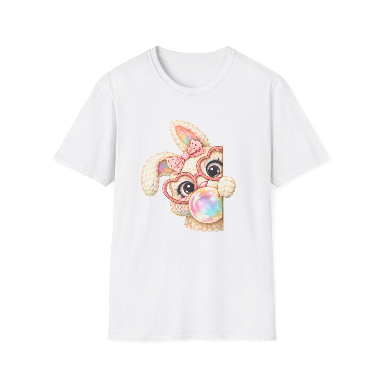 Cute Bubblegum Bunny Shirt, Peekaboo Easter Bunny Tee, Pastel Kawaii Rabbit Graphic T-Shirt, Coquette Spring Outfit, Funny Easter Shirt for Women