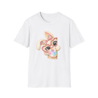 Cute Bubblegum Bunny Shirt, Peekaboo Easter Bunny Tee, Pastel Kawaii Rabbit Graphic T-Shirt, Coquette Spring Outfit, Funny Easter Shirt for Women