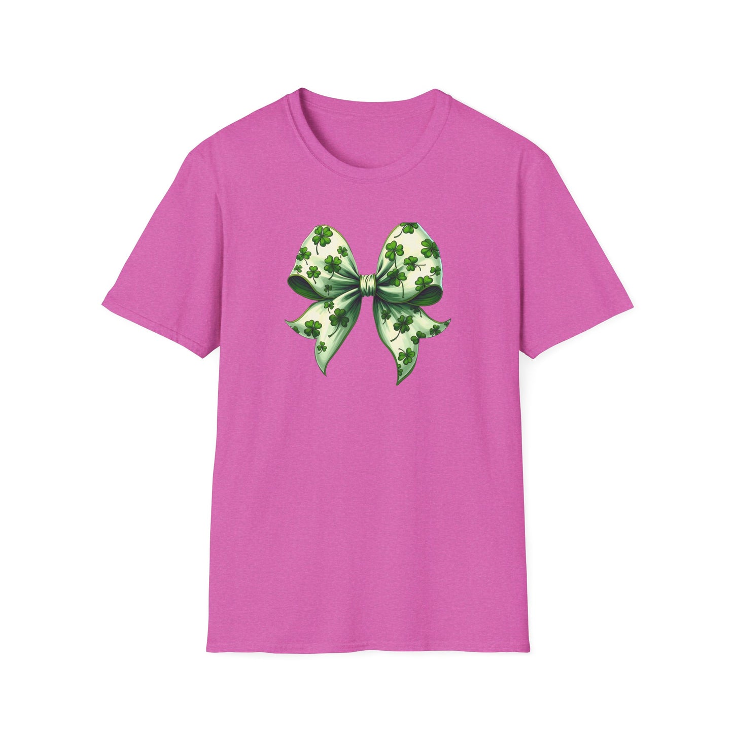 St. Patrick's Shamrock Bow T-Shirt — Green Clover Ribbon Tee