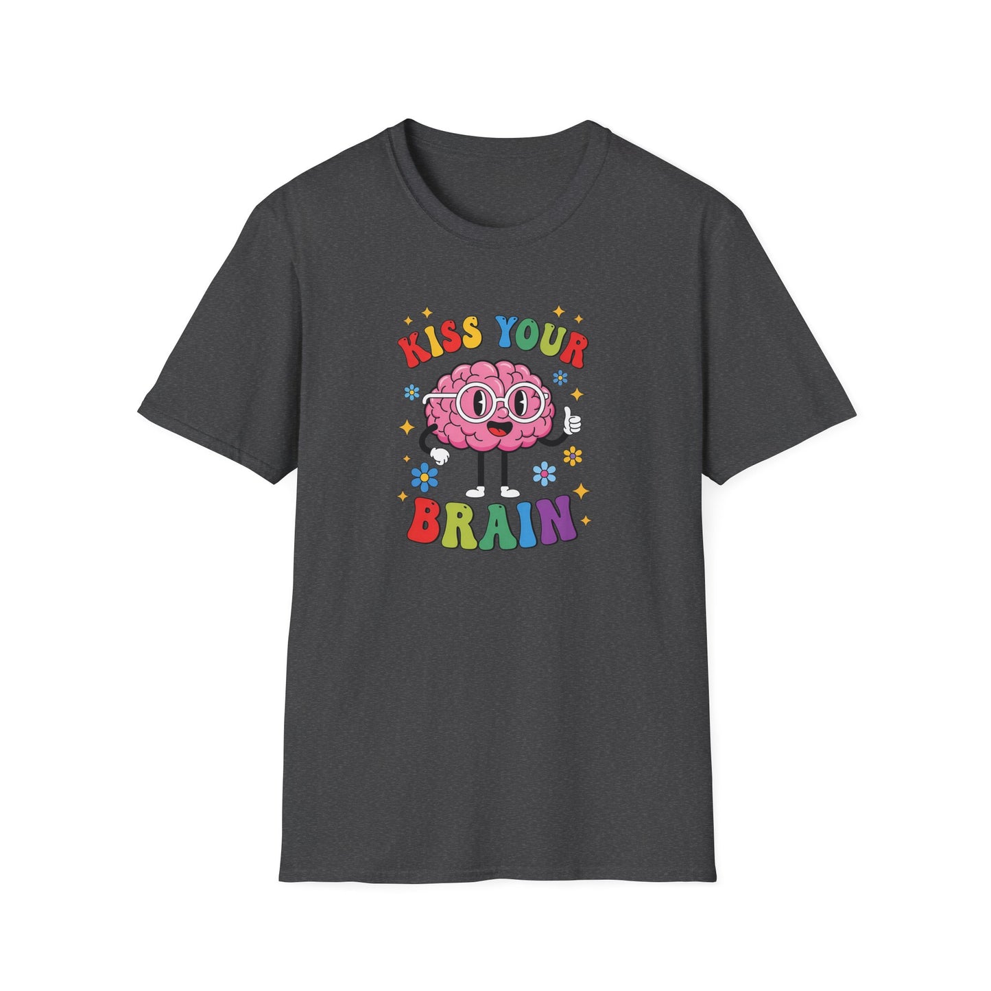 Kiss Your Brain Shirt – Funny Teacher T-Shirt – Cute Brain Graphic Tee – Nerdy School Shirt – STEM Gift for Teacher or Student