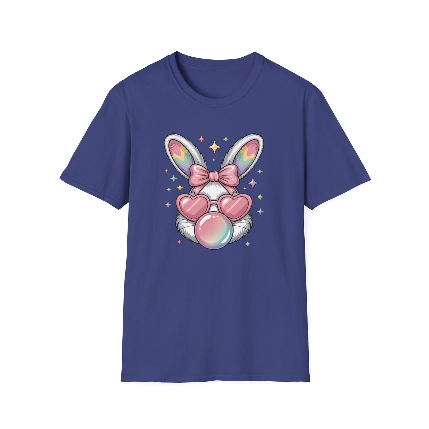 Cute Easter Bunny Bubblegum Shirt, Pastel Coquette Bunny Tee, Heart Glasses Rabbit T-Shirt, Kawaii Spring Graphic Tee, Easter Outfit for Women
