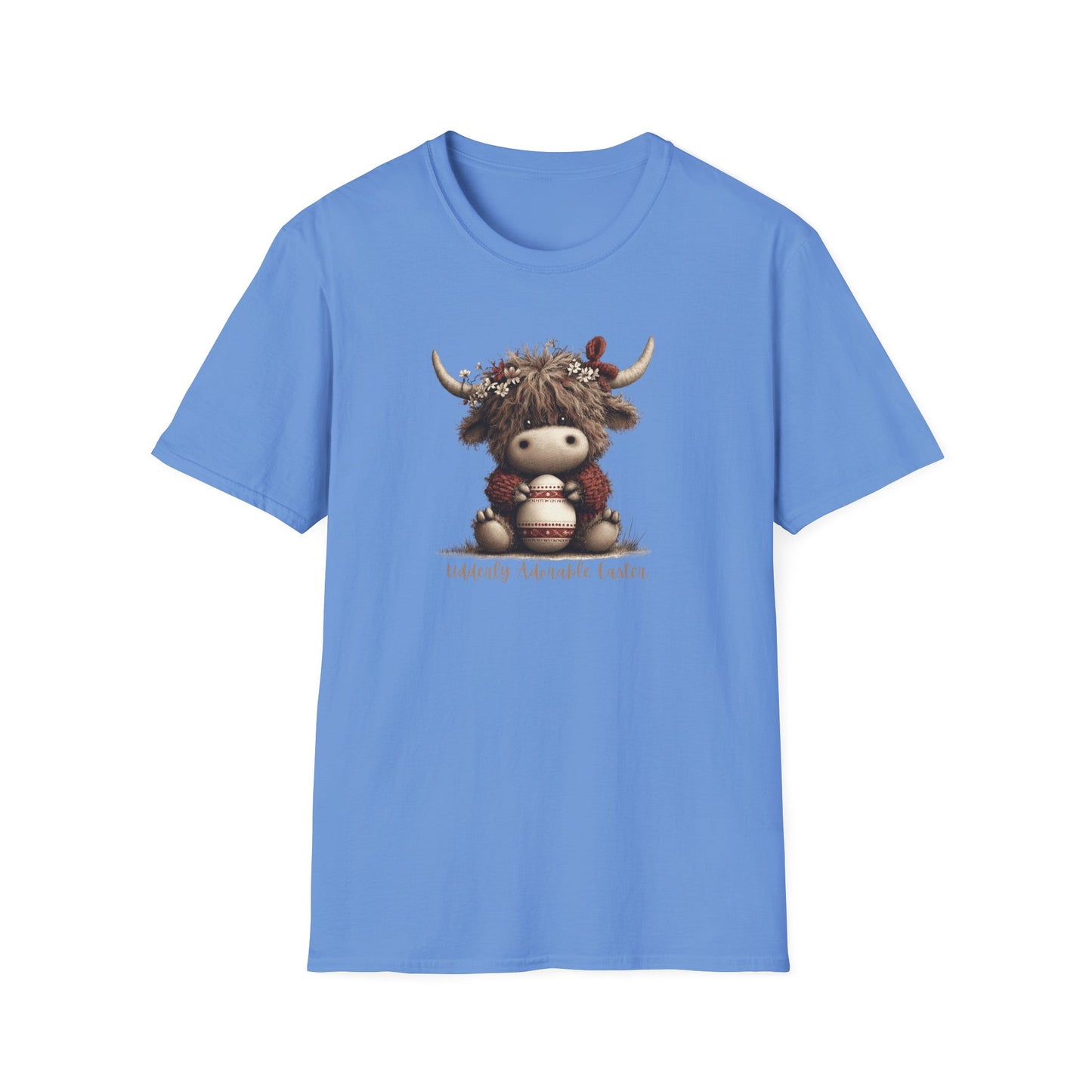 Udderly Adorable Easter Highland Cow Shirt, Cute Cow Easter T-Shirt, Spring Farm Animal Tee, Easter Gift for Women, Country Western Cow Lover