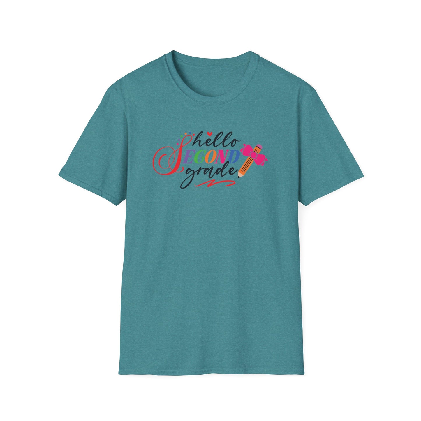 Hello Grade Teacher Shirts | Retro Back to School Graphic Tees | Preschool, Pre-K, Kindergarten, First, Second & Third Grade Teacher Shirt | Gildan 64000 Softstyle Tee