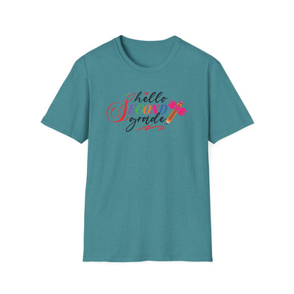 Hello Grade Teacher Shirts | Retro Back to School Graphic Tees | Preschool, Pre-K, Kindergarten, First, Second & Third Grade Teacher Shirt | Gildan 64000 Softstyle Tee