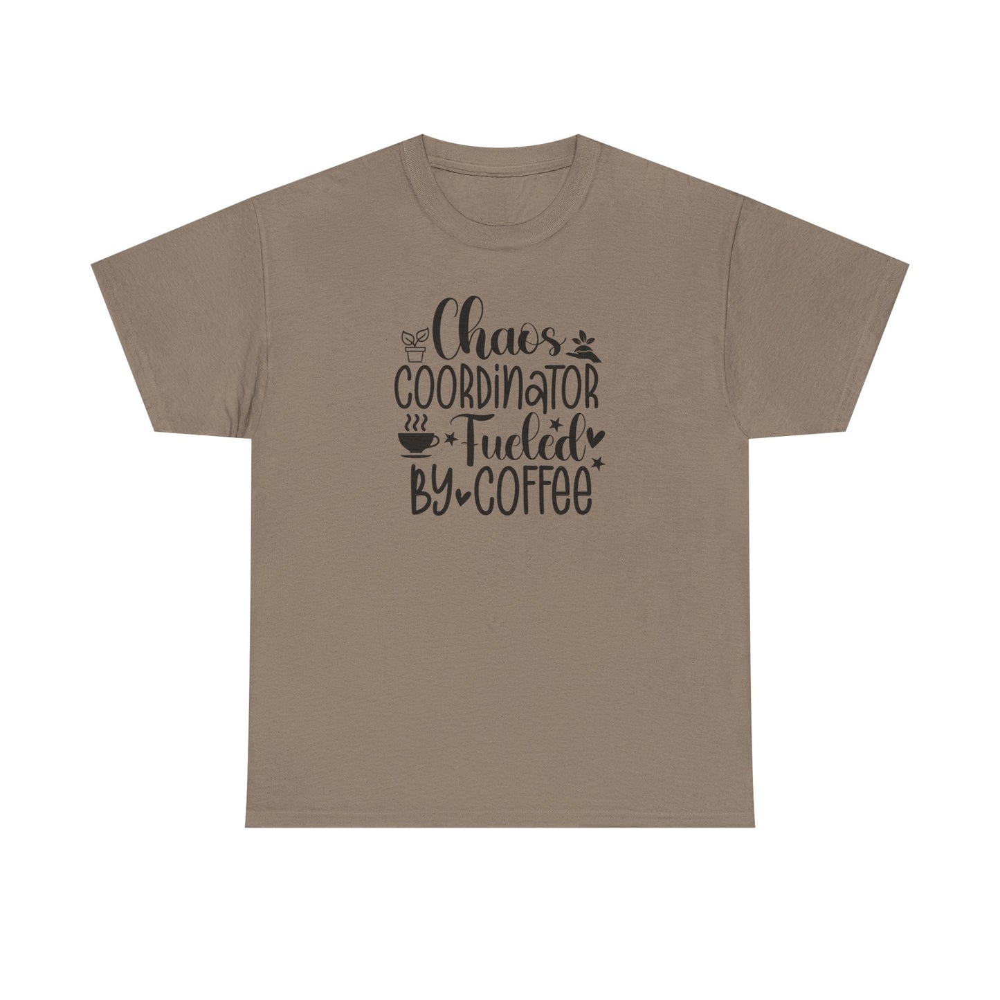Chaos Coordinator T-Shirt – "Fueled by Coffee" Funny Mom/Teacher Shirt – Cute Coffee Lover Graphic Tee for Women