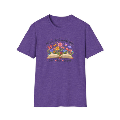 Helping Little Minds Grow Teacher Shirt | Teach Love Inspire Floral Book Tee