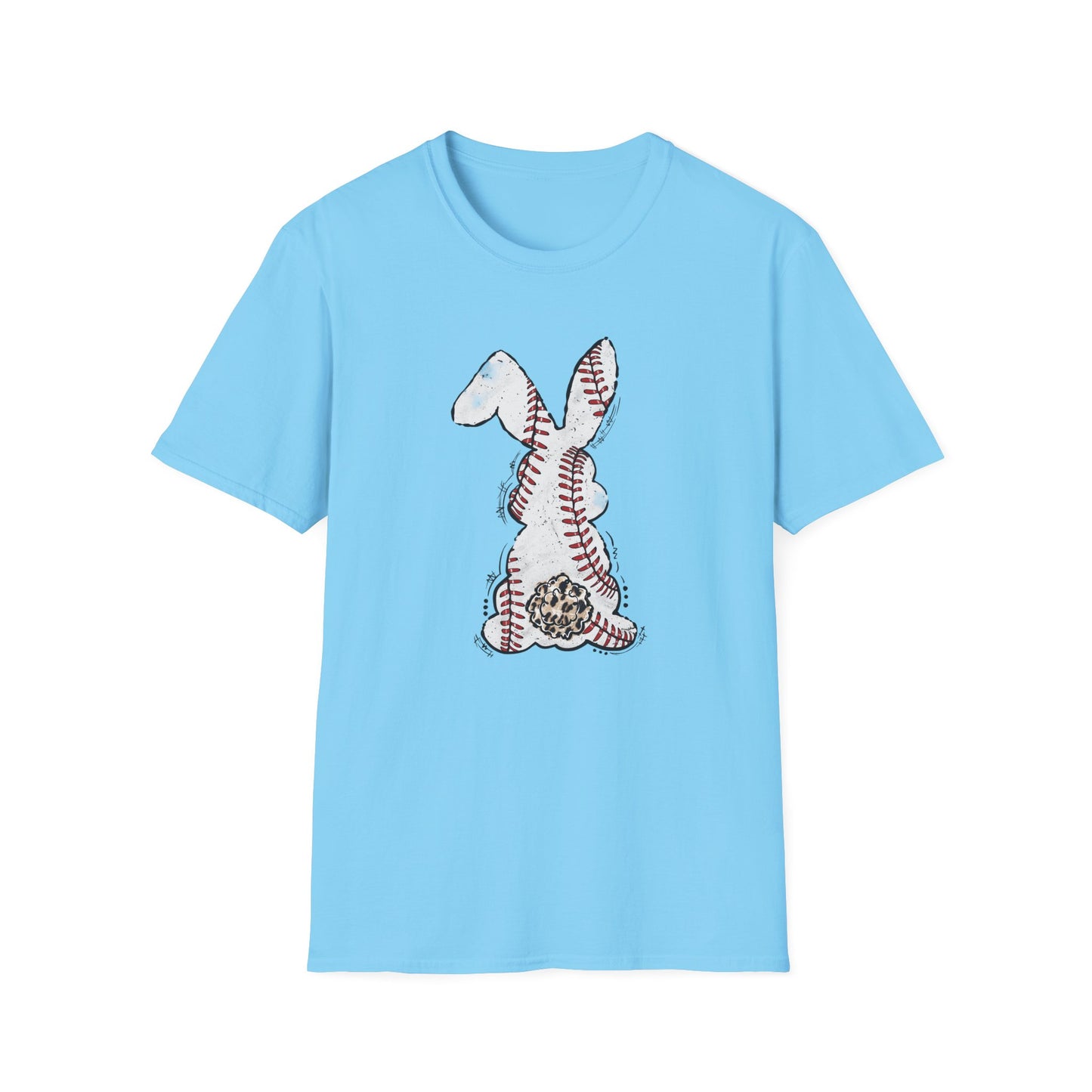 Funny Baseball Bunny Easter T-Shirt – Baseball Stitch Bunny Butt Graphic Tee, Cute Easter Baseball Shirt, Sports Easter Rabbit Tee for Women & Moms