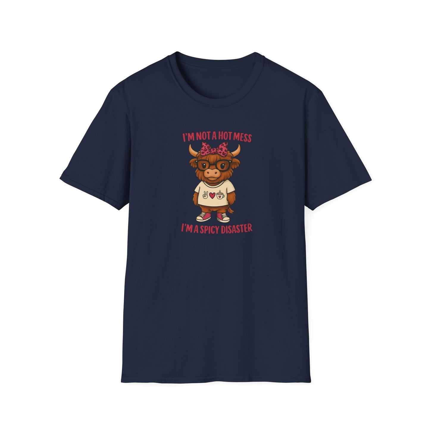 Spicy Disaster Highland Cow Tee – Funny Graphic Shirt for Sassy Souls