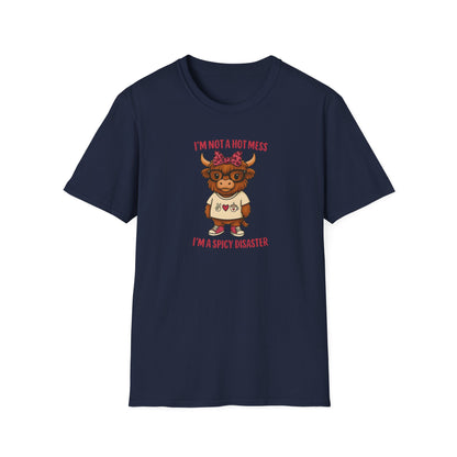 Spicy Disaster Highland Cow Tee – Funny Graphic Shirt for Sassy Souls