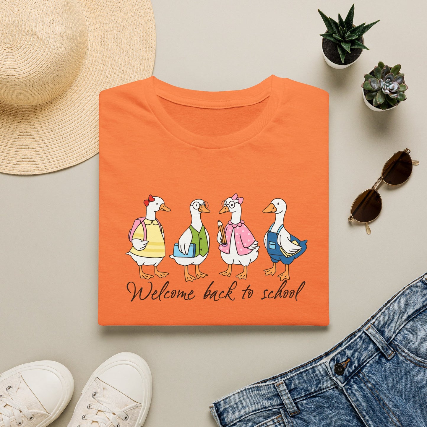 Back to School Ducklings T-Shirt — "Welcome back to school"