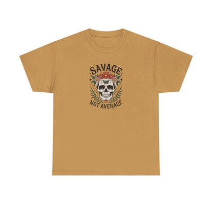 Savage Not Average Skull T-Shirt – Floral Skull Graphic Tee Vintage Style