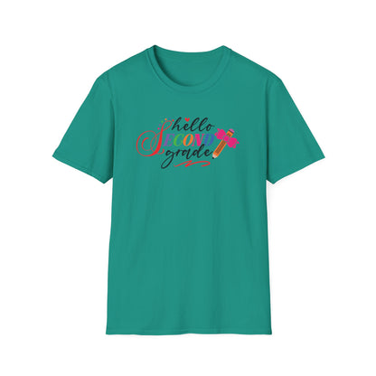 Hello Grade Teacher Shirts | Retro Back to School Graphic Tees | Preschool, Pre-K, Kindergarten, First, Second & Third Grade Teacher Shirt | Gildan 64000 Softstyle Tee