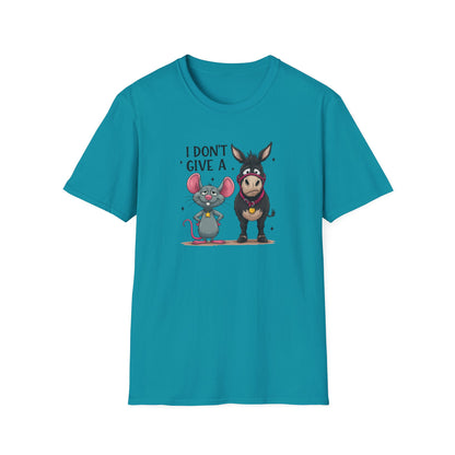 I Don't Give A... Funny Mouse & Donkey T-Shirt Cute Sarcastic Tee | Unisex Casual Humor Shirt