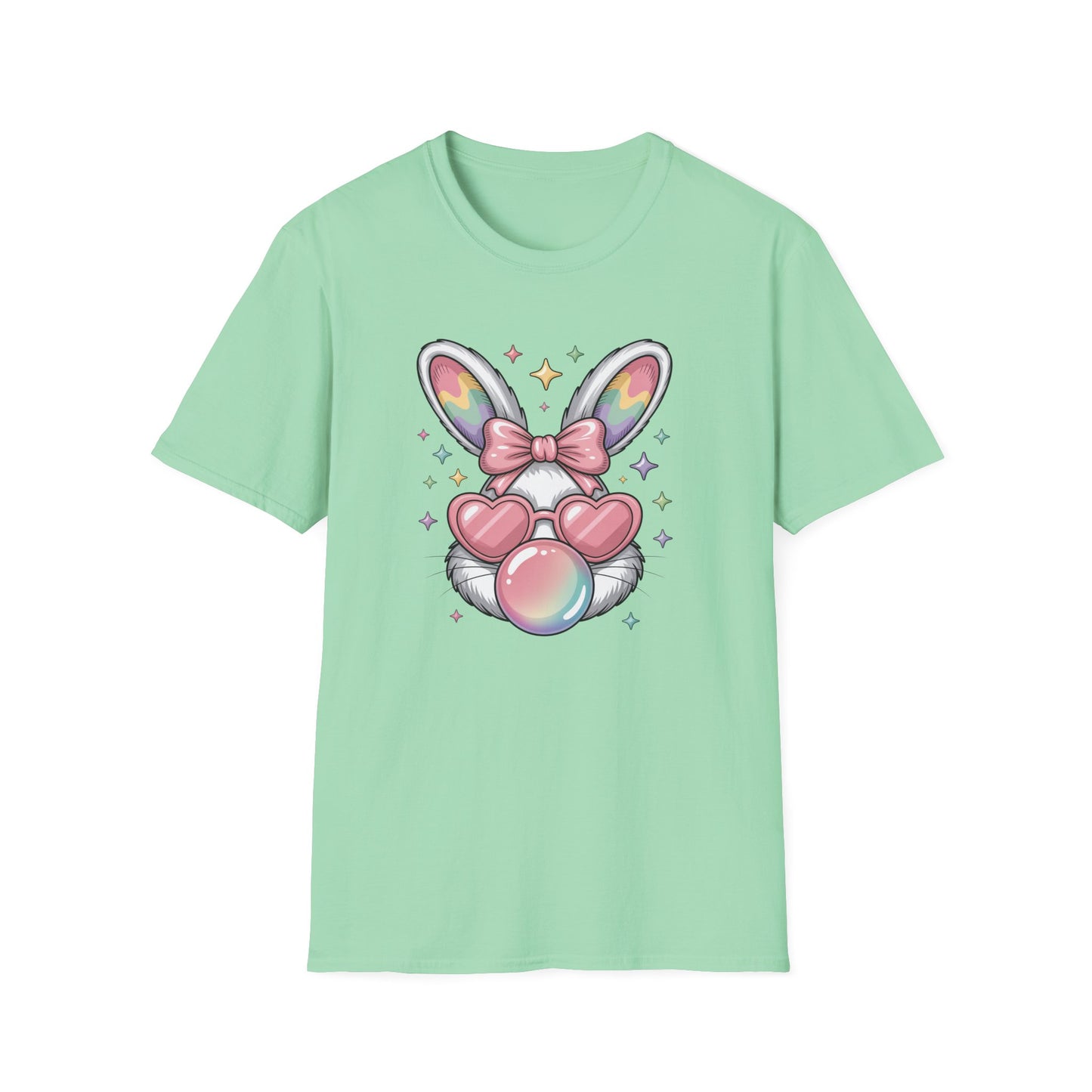 Cute Easter Bunny Bubblegum Shirt, Pastel Coquette Bunny Tee, Heart Glasses Rabbit T-Shirt, Kawaii Spring Graphic Tee, Easter Outfit for Women