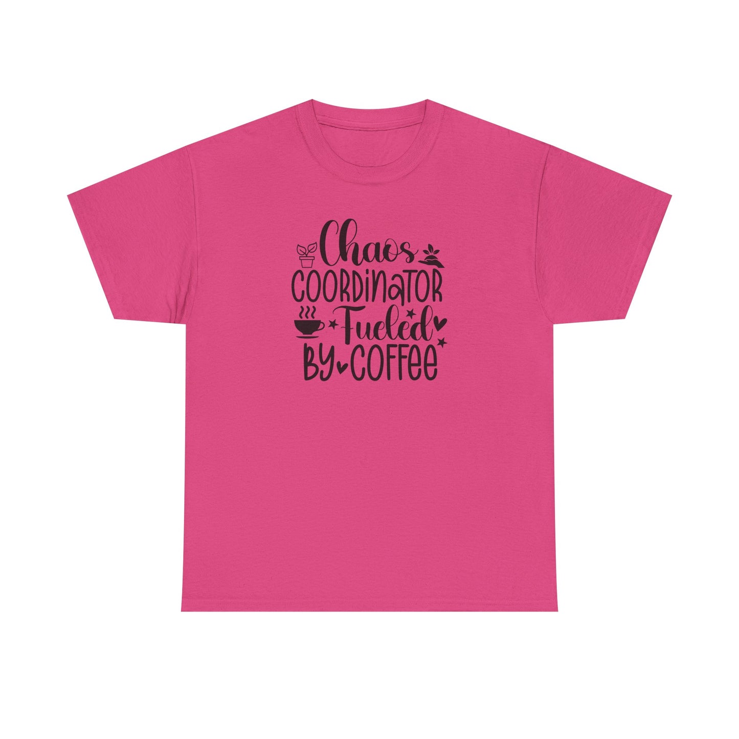 Chaos Coordinator T-Shirt – "Fueled by Coffee" Funny Mom/Teacher Shirt – Cute Coffee Lover Graphic Tee for Women
