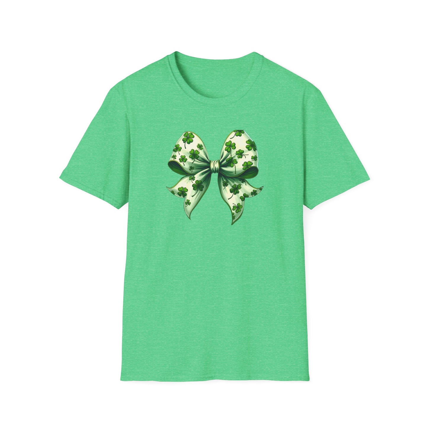 St. Patrick's Shamrock Bow T-Shirt — Green Clover Ribbon Tee