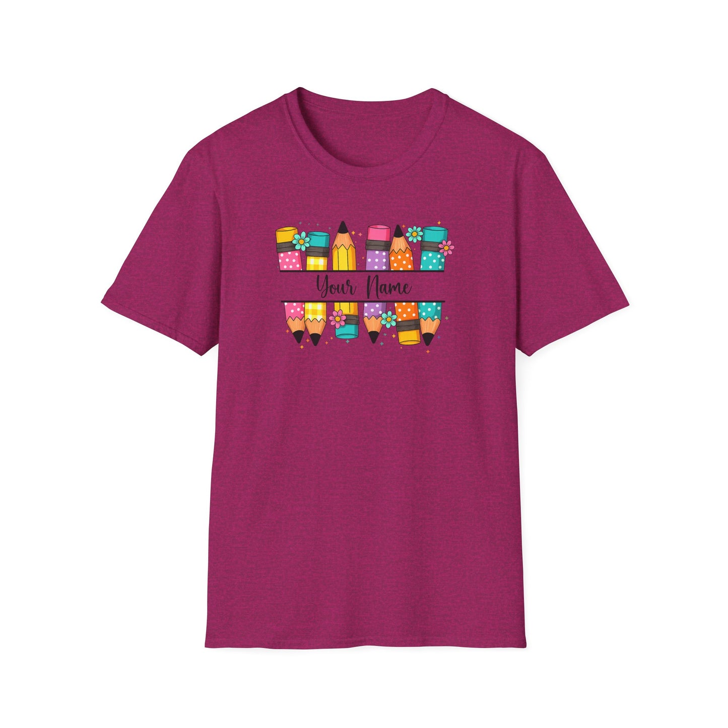 Personalized Pencil Graphic T-Shirt – Cute Back to School Teacher Tee