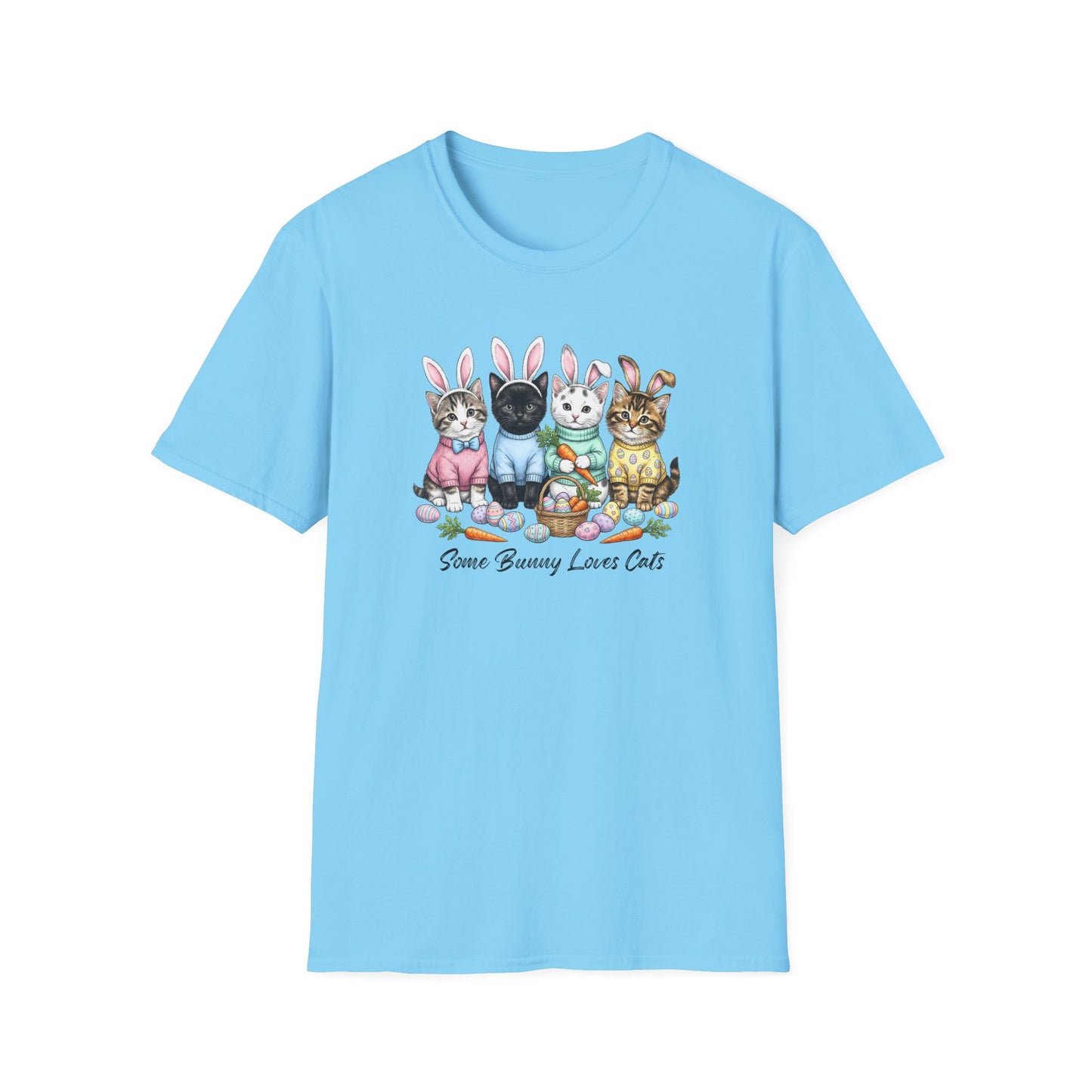 Cute Easter Cat Bunny Shirt – “Some Bunny Loves Cats” Pastel Graphic Tee, Funny Cat Lover Easter Shirt, Bunny Ear Cats Spring T-Shirt Gift for Women