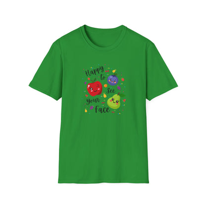 Cute Kawaii Fruit Shirt – Smiling Apple Pear Blueberry Tee