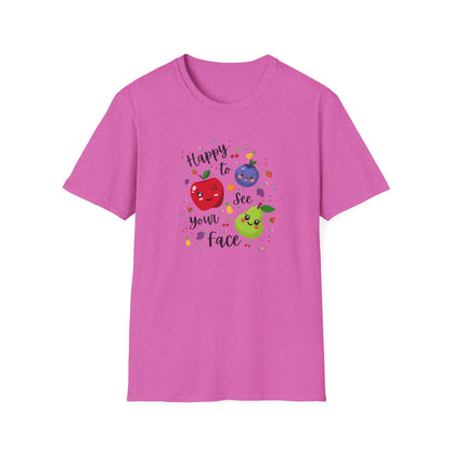 Cute Kawaii Fruit Shirt – Smiling Apple Pear Blueberry Tee