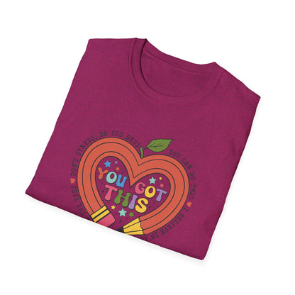 You Got This -Full of Love Pencil State Testing Teacher Shirt – “You Got This” Graphic Tee, Cute Educator T-Shirt, Funny Classroom Apparel