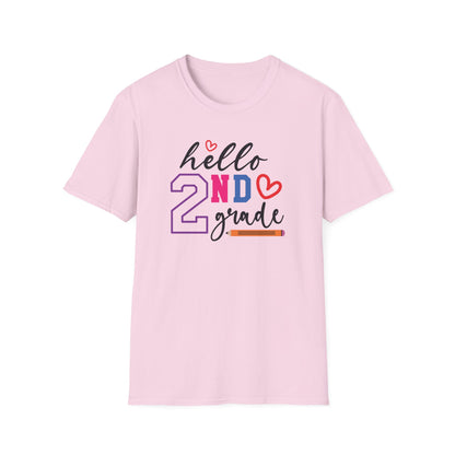 Hello Grade Teacher Shirts | Retro Back to School Graphic Tees | Preschool, Pre-K, Kindergarten, First, Second & Third Grade Teacher Shirt | Gildan 64000 Softstyle Tee