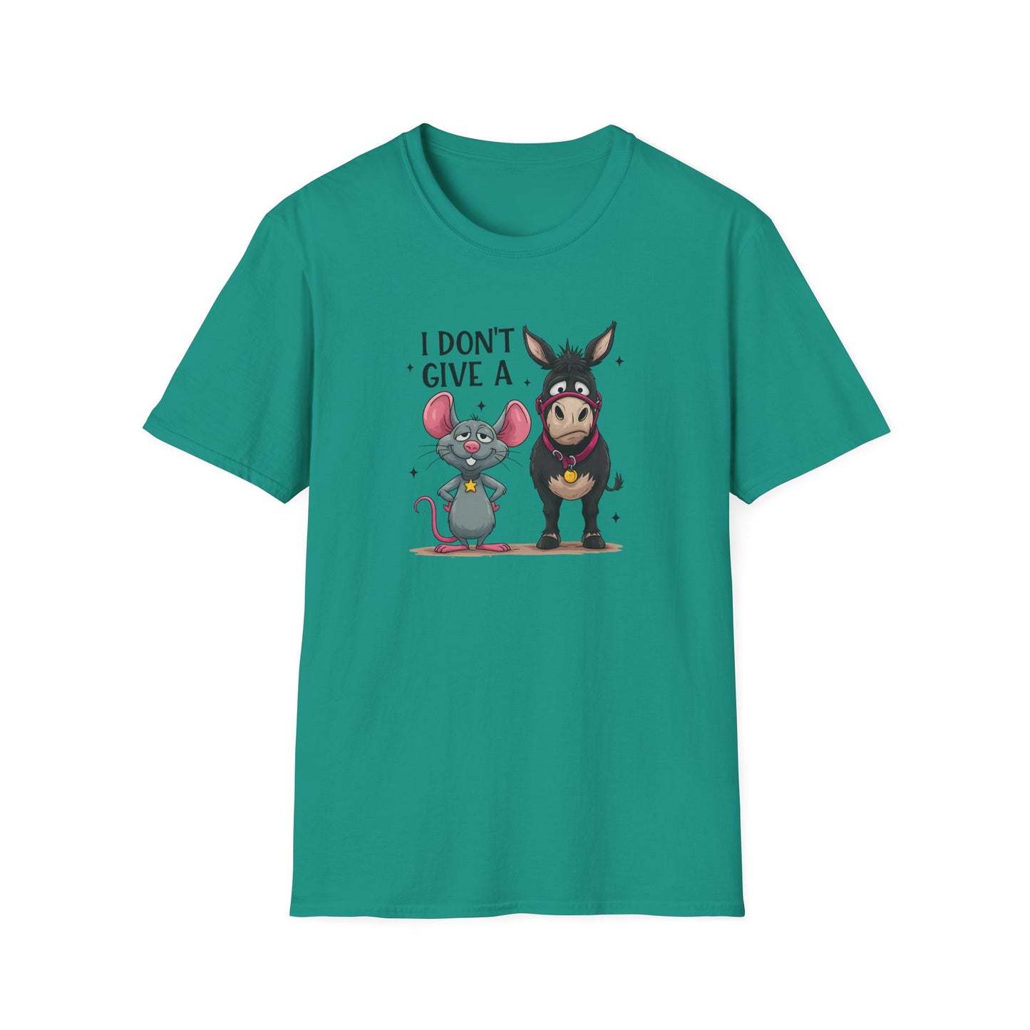 I Don't Give A... Funny Mouse & Donkey T-Shirt Cute Sarcastic Tee | Unisex Casual Humor Shirt
