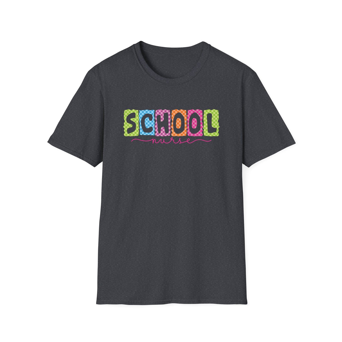 School Nurse T-Shirt — Colorful Block Letters Design